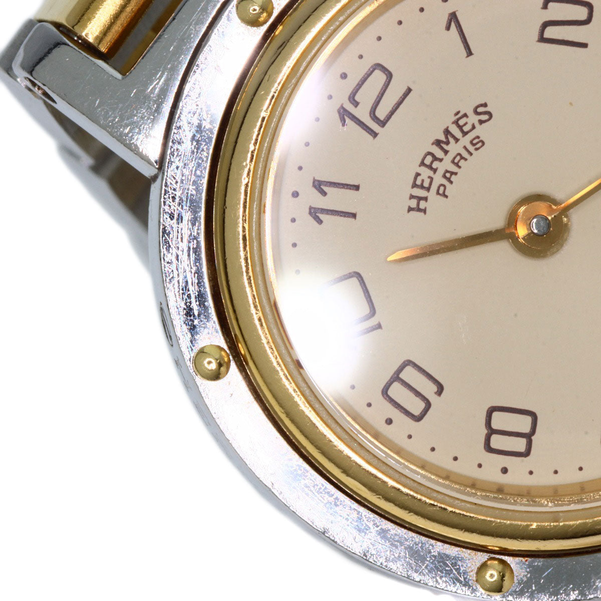 HERMES Watches Quartz Stainless Steel , SSxGP gold Clipper Old Belt Ivory dial Women  d
