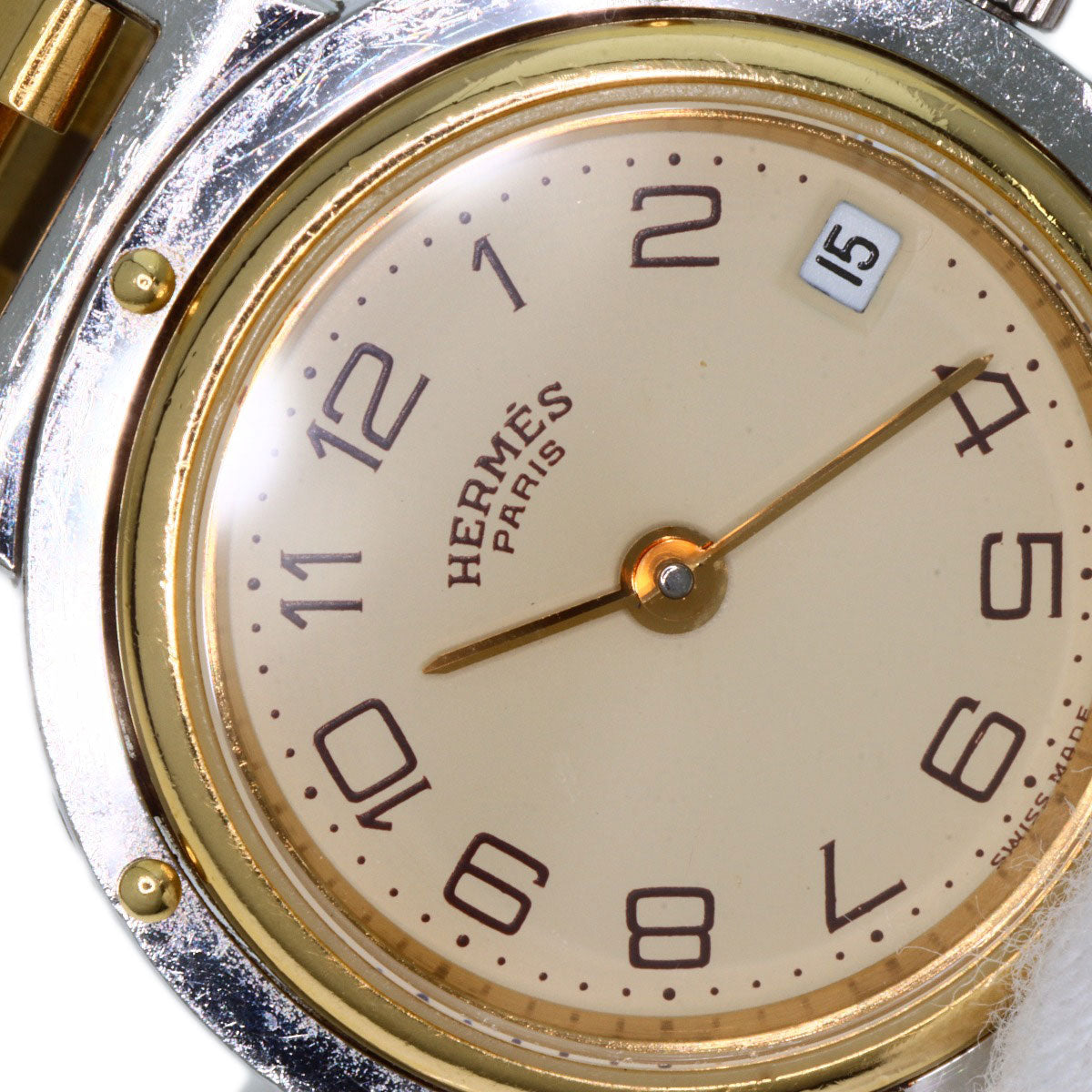 HERMES Watches Quartz Stainless Steel , SSxGP gold Clipper Old Belt Ivory dial Women  d