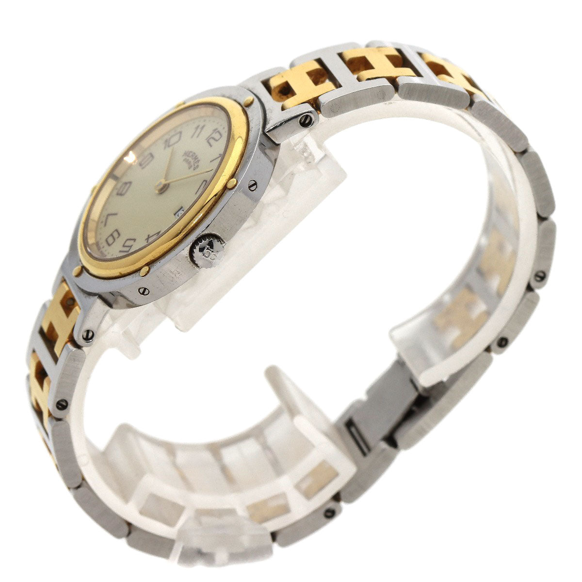 HERMES Watches Quartz Stainless Steel , SSxGP gold Clipper Ivory dial Women  d