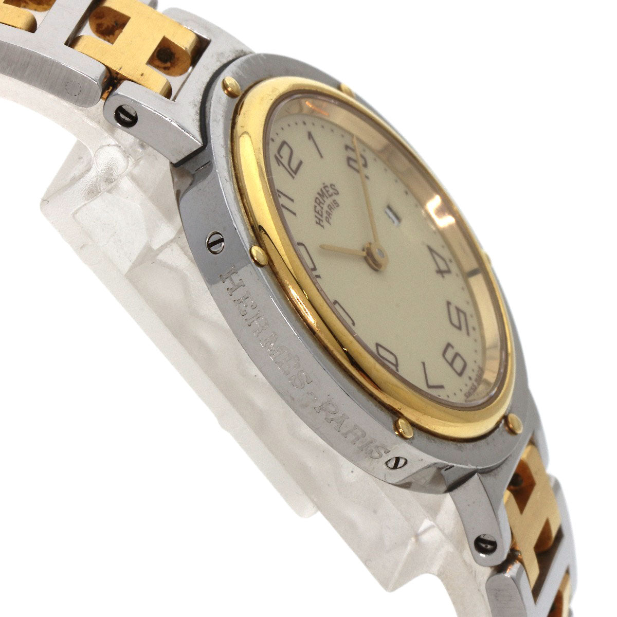 HERMES Watches Quartz Stainless Steel , SSxGP gold Clipper Ivory dial Women  d