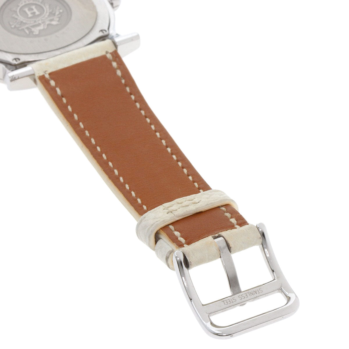 HERMES Watches Quartz HR1.510 Stainless Steel, Leather Silver H watch Rondo white dial Women  d