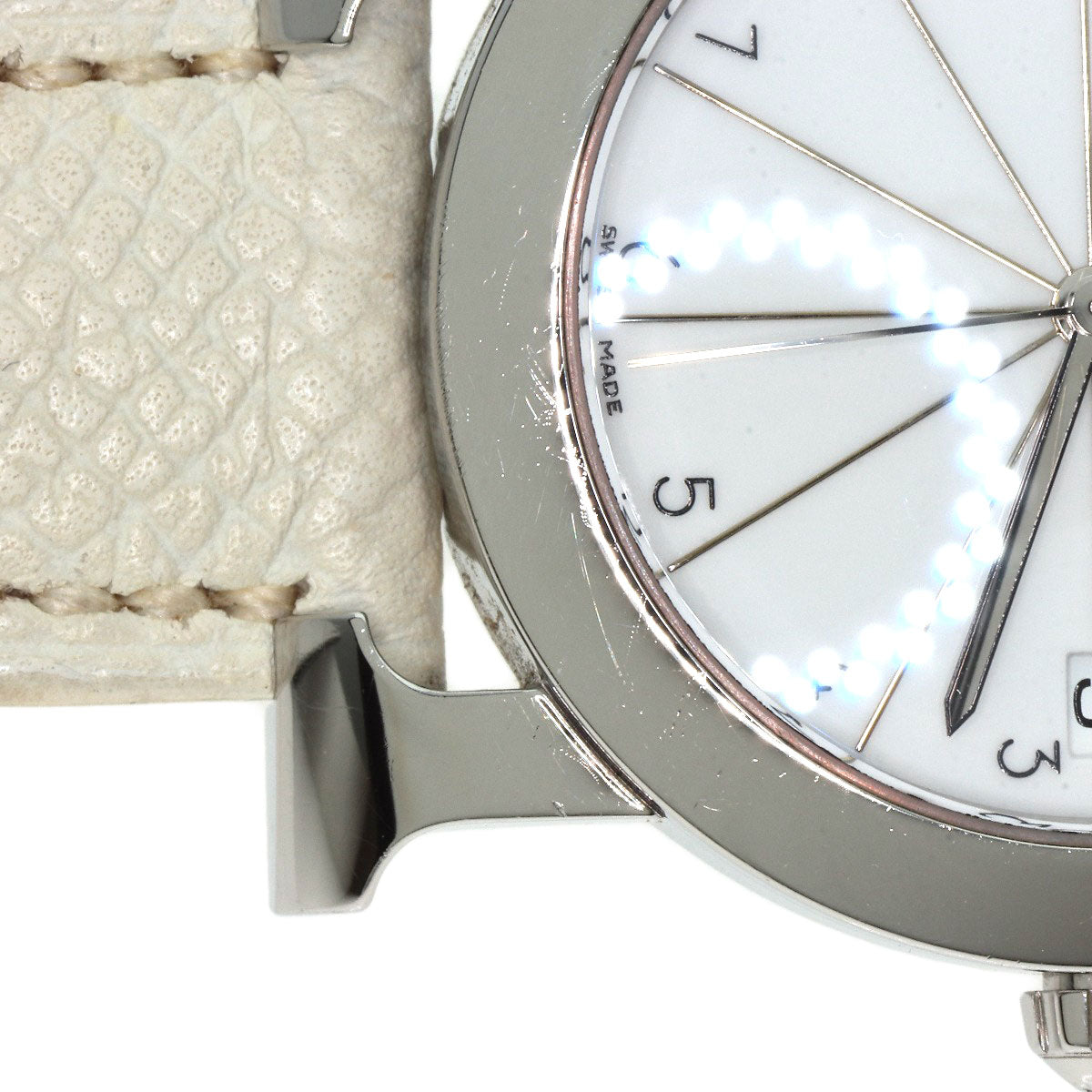 HERMES Watches Quartz HR1.510 Stainless Steel, Leather Silver H watch Rondo white dial Women  d