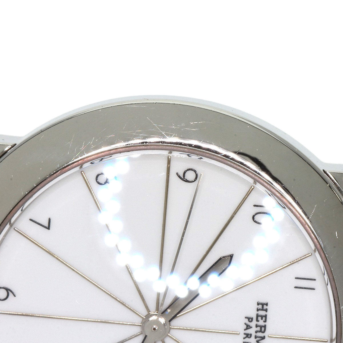 HERMES Watches Quartz HR1.510 Stainless Steel, Leather Silver H watch Rondo white dial Women  d