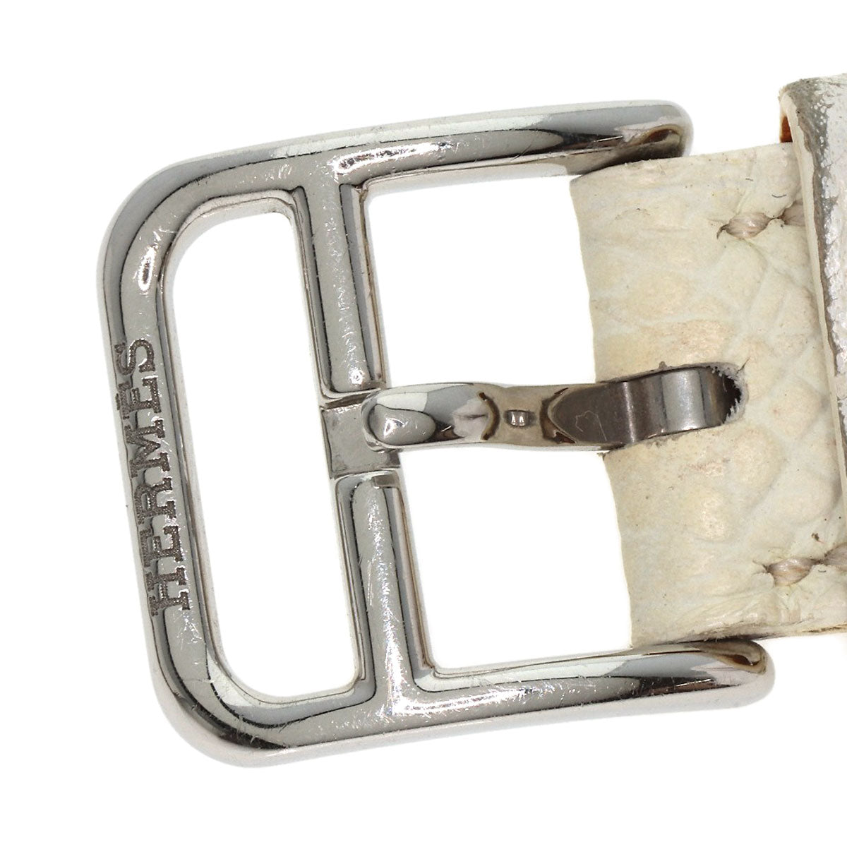 HERMES Watches Quartz HR1.510 Stainless Steel, Leather Silver H watch Rondo white dial Women  d