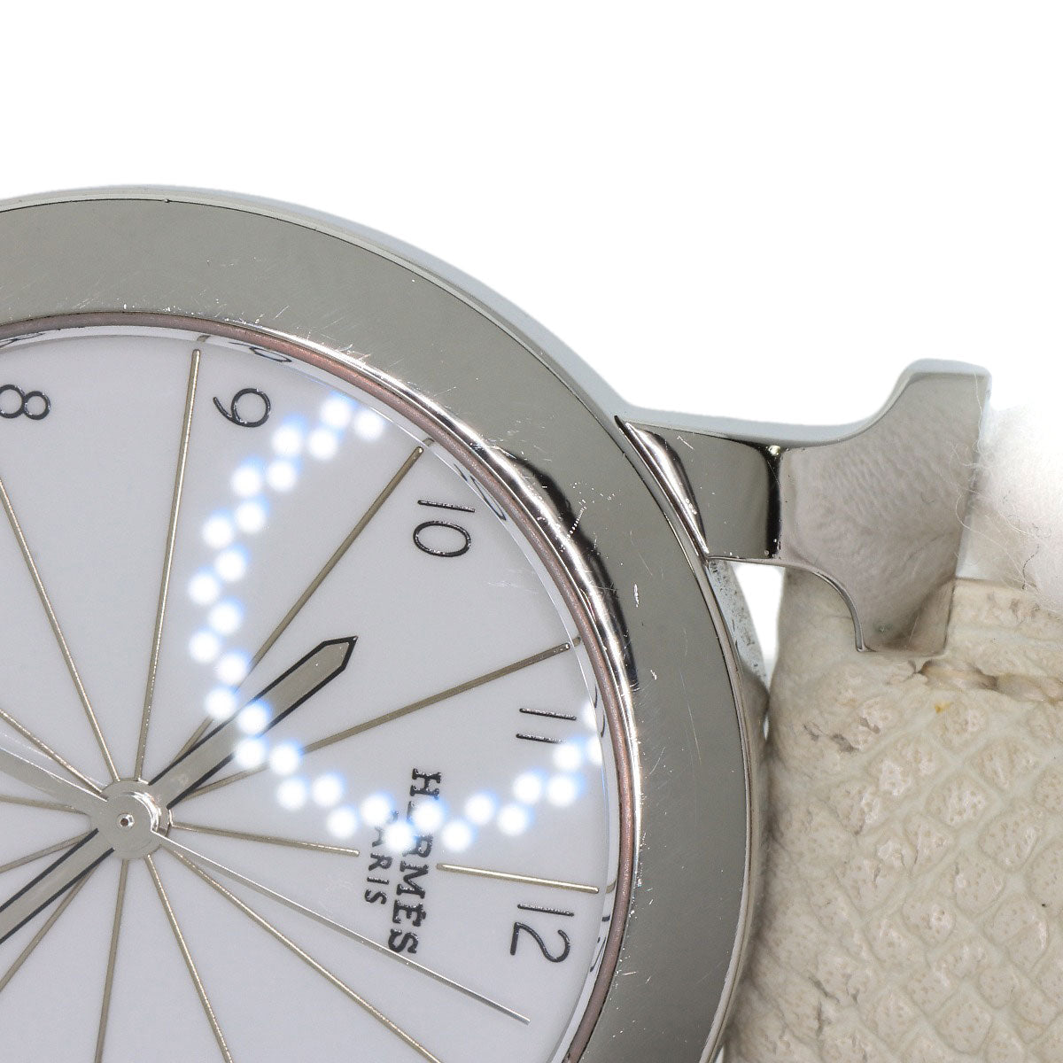 HERMES Watches Quartz HR1.510 Stainless Steel, Leather Silver H watch Rondo white dial Women  d