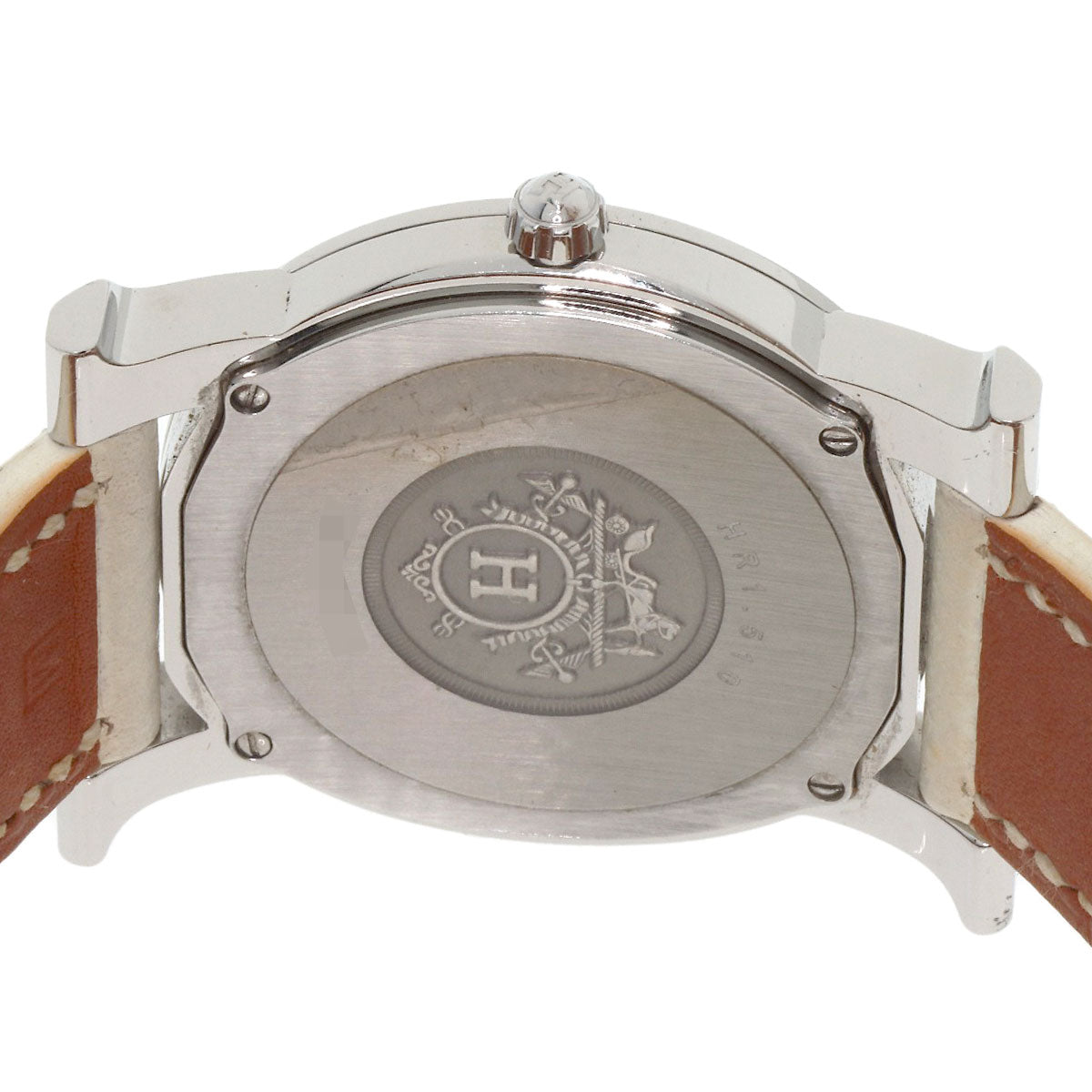 HERMES Watches Quartz HR1.510 Stainless Steel, Leather Silver H watch Rondo white dial Women  d
