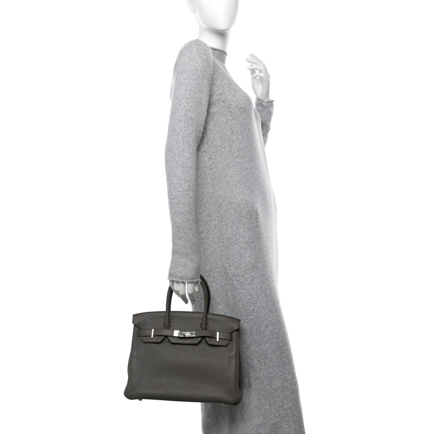 Hermes Taurillon Clemence Birkin 30 Etain