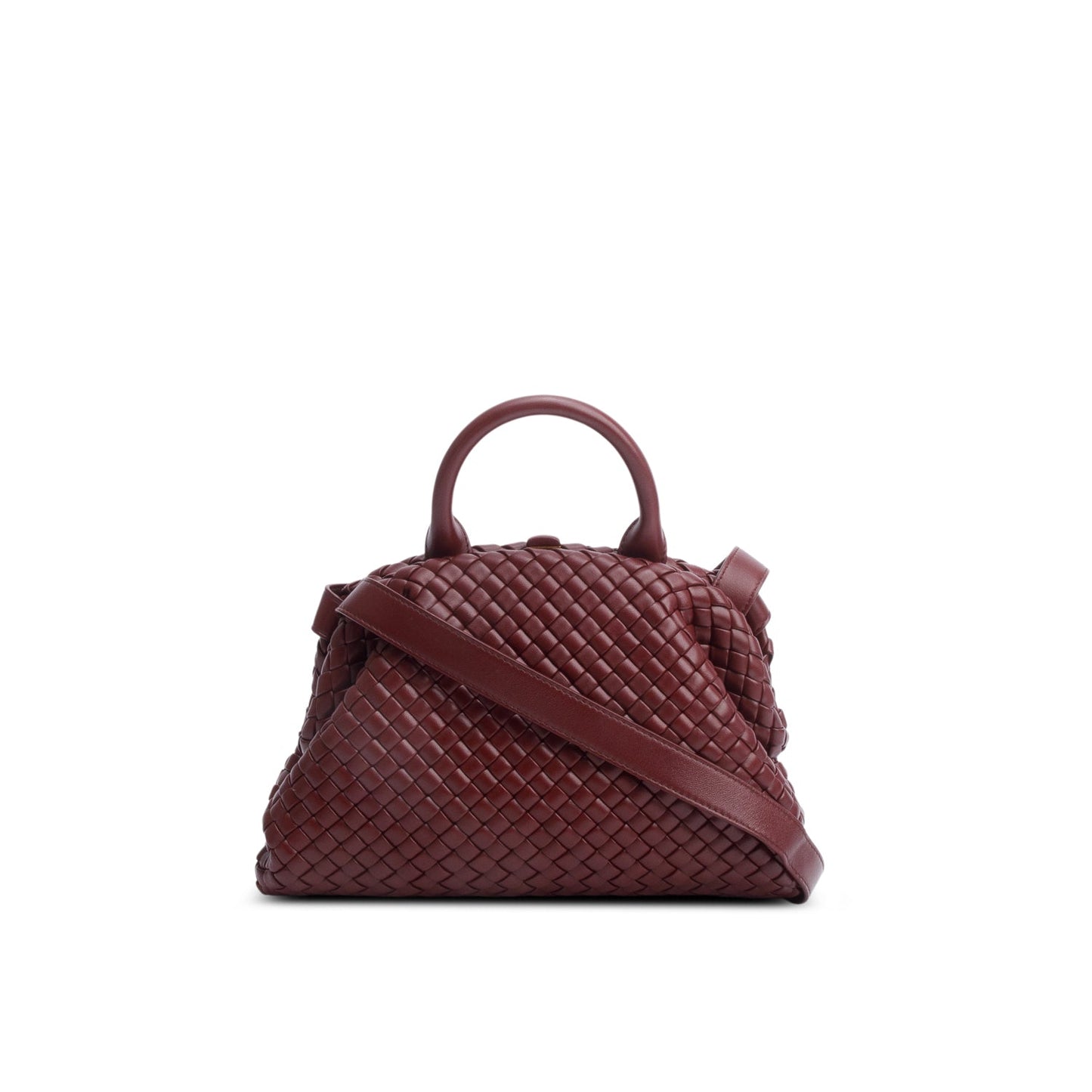 Bottega Veneta Burgundy Intrecciato Small Top Handle Bag