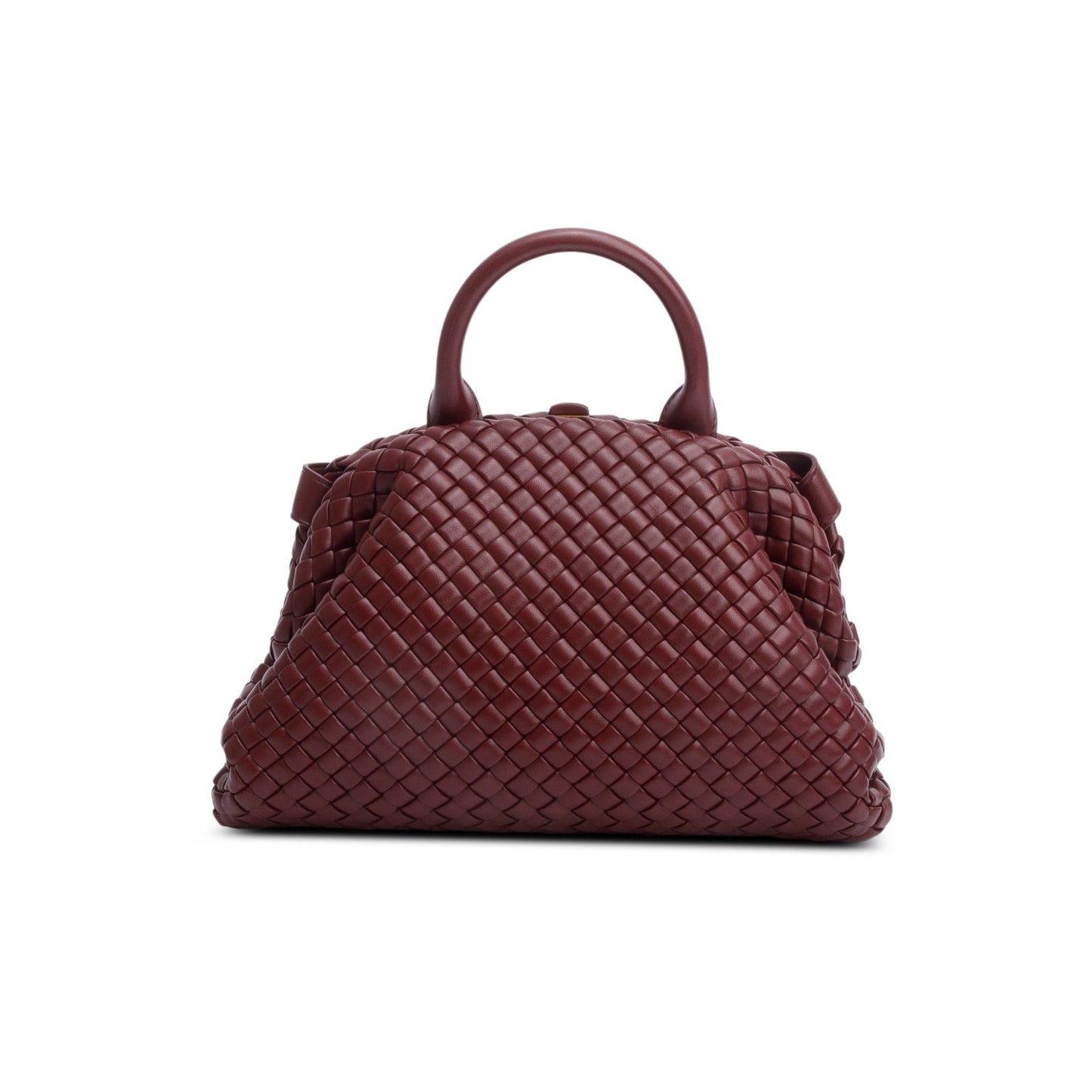 Bottega Veneta Burgundy Intrecciato Small Top Handle Bag