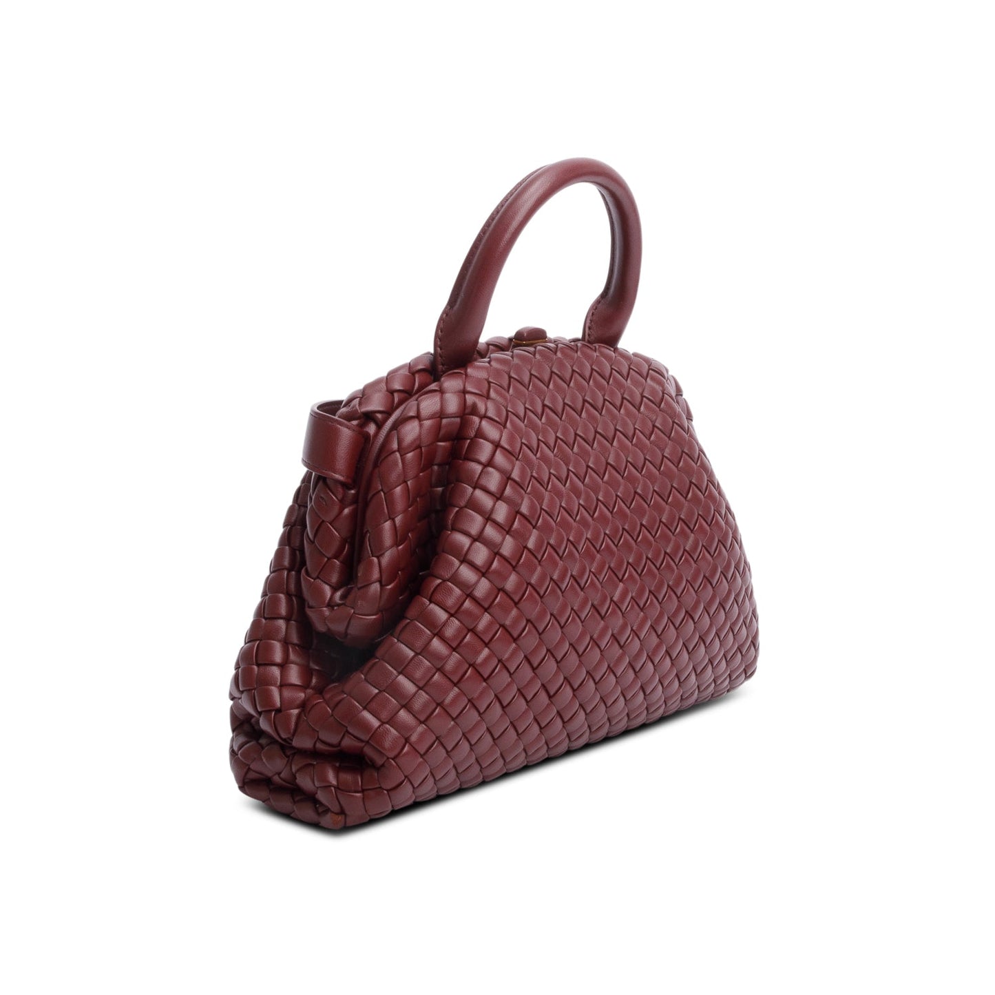 Bottega Veneta Burgundy Intrecciato Small Top Handle Bag