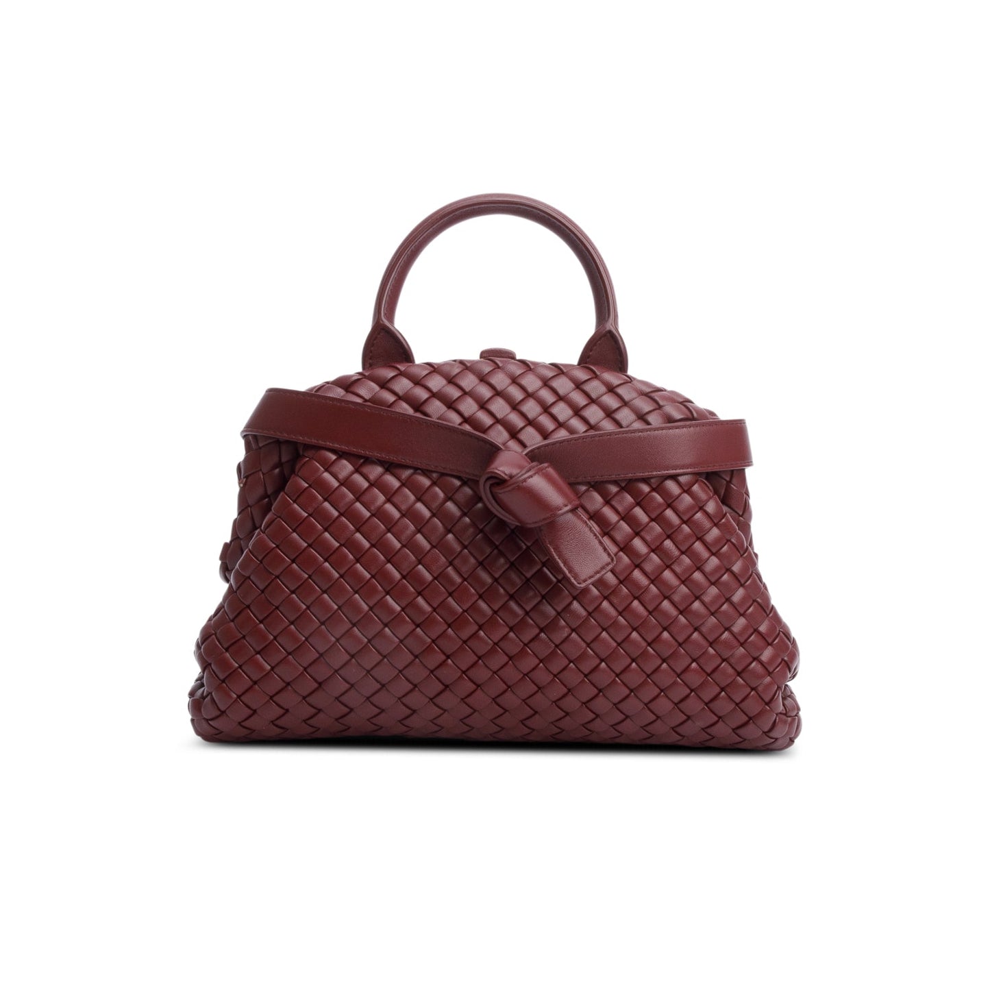 Bottega Veneta Burgundy Intrecciato Small Top Handle Bag