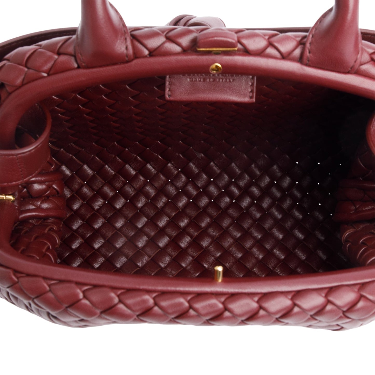 Bottega Veneta Burgundy Intrecciato Small Top Handle Bag