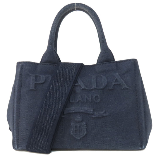 PRADA Handbag 1BG439 canvas Navy Canapa mini 2 WAY