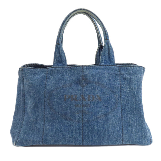 PRADA Tote Bag denim Navy Canapa