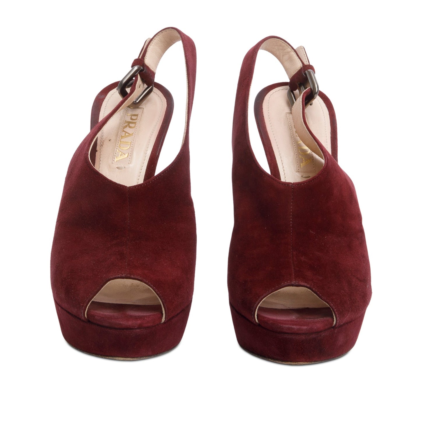 Prada Burgundy Suede Slingback Pumps, Size 38