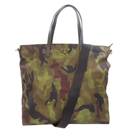 PRADA Tote Bag Nylon green Camouflage 2WAY