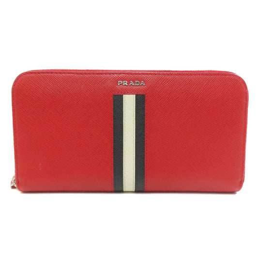 PRADA Long Wallet Purse Safiano Red logo Women