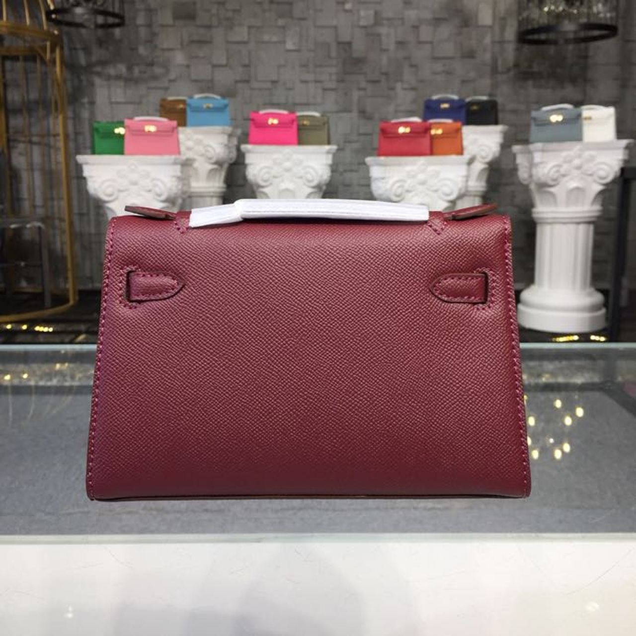 Top Quality Mini Kelly KP Pochette Burgundy For Women Gold Toned Hardware 8.7in/22cm