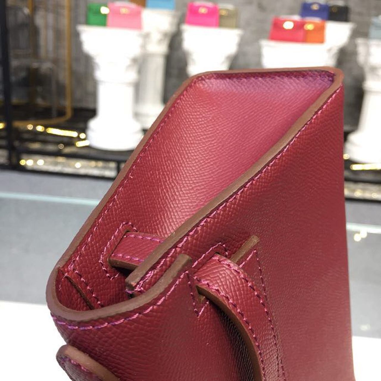 Top Quality Mini Kelly KP Pochette Burgundy For Women Gold Toned Hardware 8.7in/22cm