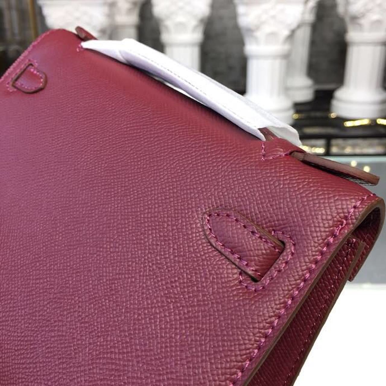 Top Quality Mini Kelly KP Pochette Burgundy For Women Gold Toned Hardware 8.7in/22cm