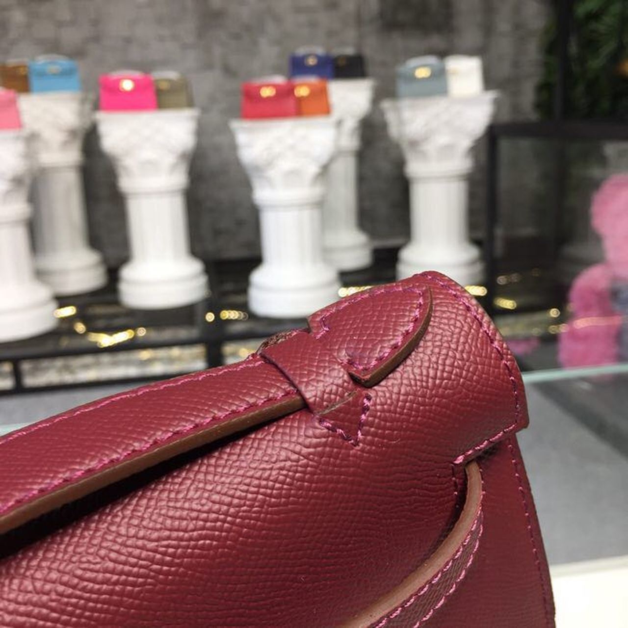 Top Quality Mini Kelly KP Pochette Burgundy For Women Gold Toned Hardware 8.7in/22cm