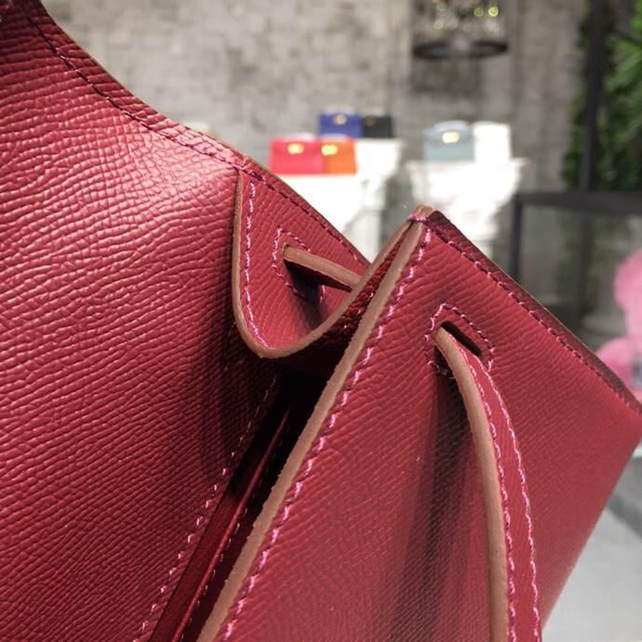 Top Quality Mini Kelly KP Pochette Burgundy For Women Gold Toned Hardware 8.7in/22cm