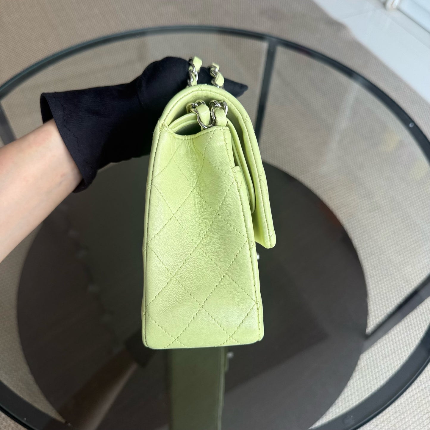 Chanel Classic Flap Medium - 25CM Quilted Lambskin Lime Silver Hardware Series 14