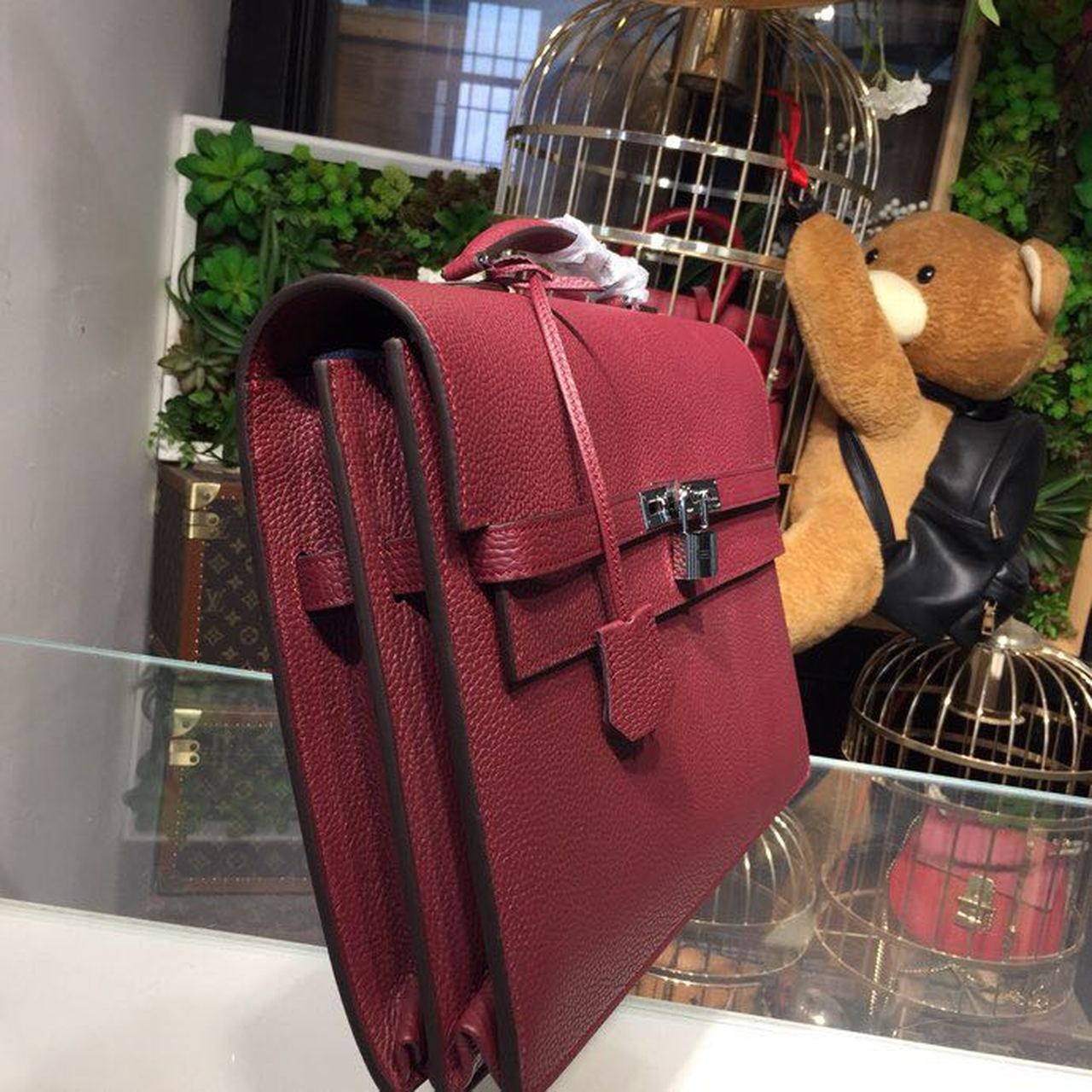 Top Quality Kelly Depeche Burgundy For Women PallaTop Qualityum Hardware 15in/38cm