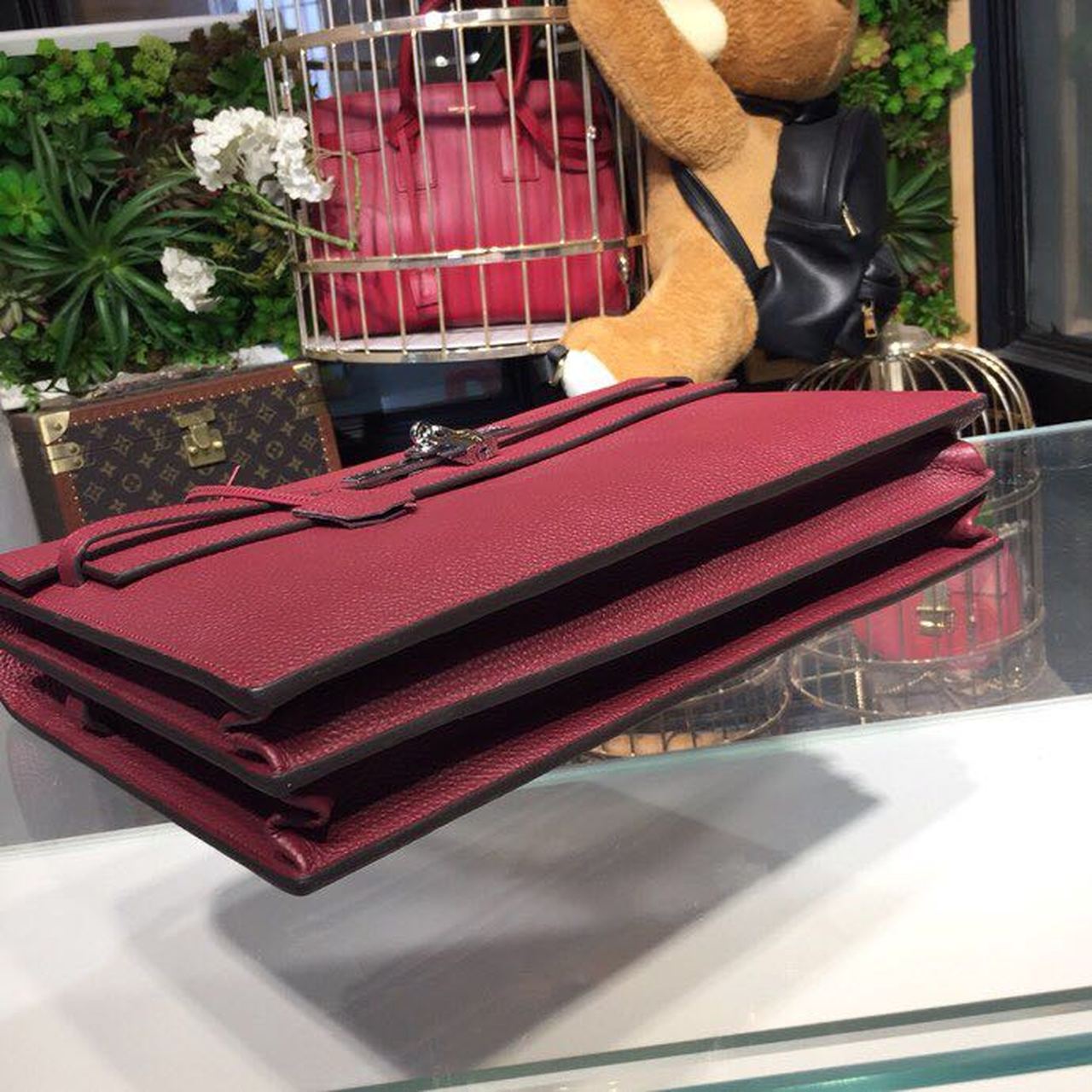 Top Quality Kelly Depeche Burgundy For Women PallaTop Qualityum Hardware 15in/38cm