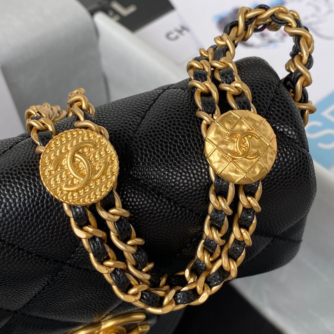 CHLMini Top Qualityap Bag With Top Handle Gold Hardware Black For Women Handbags, Shoulder Bags 7.9in/20cm AS2431