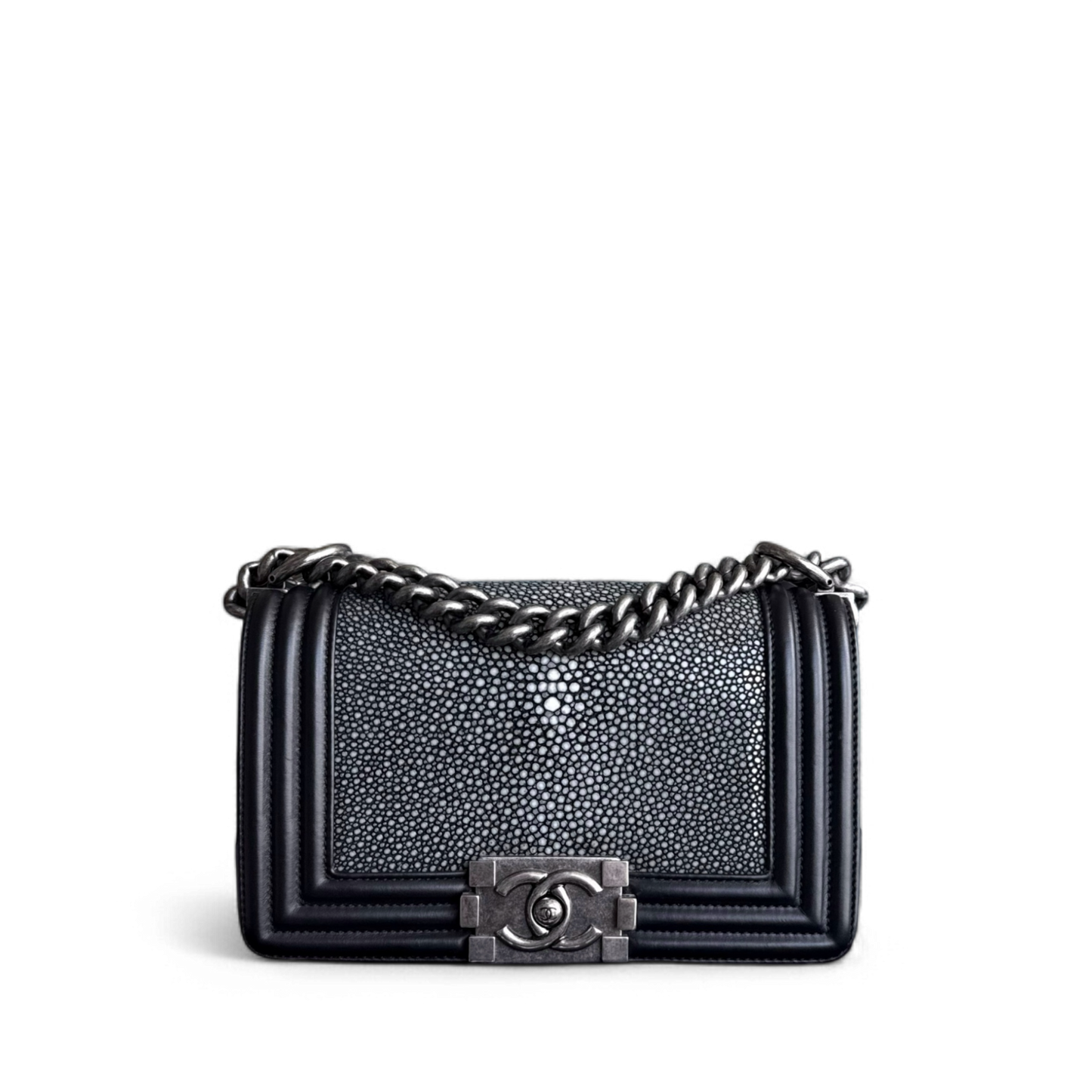 Chanel Boy Small Exotic Limited Edition - Stingray Black Ruthenium Silver Hardware Series 18