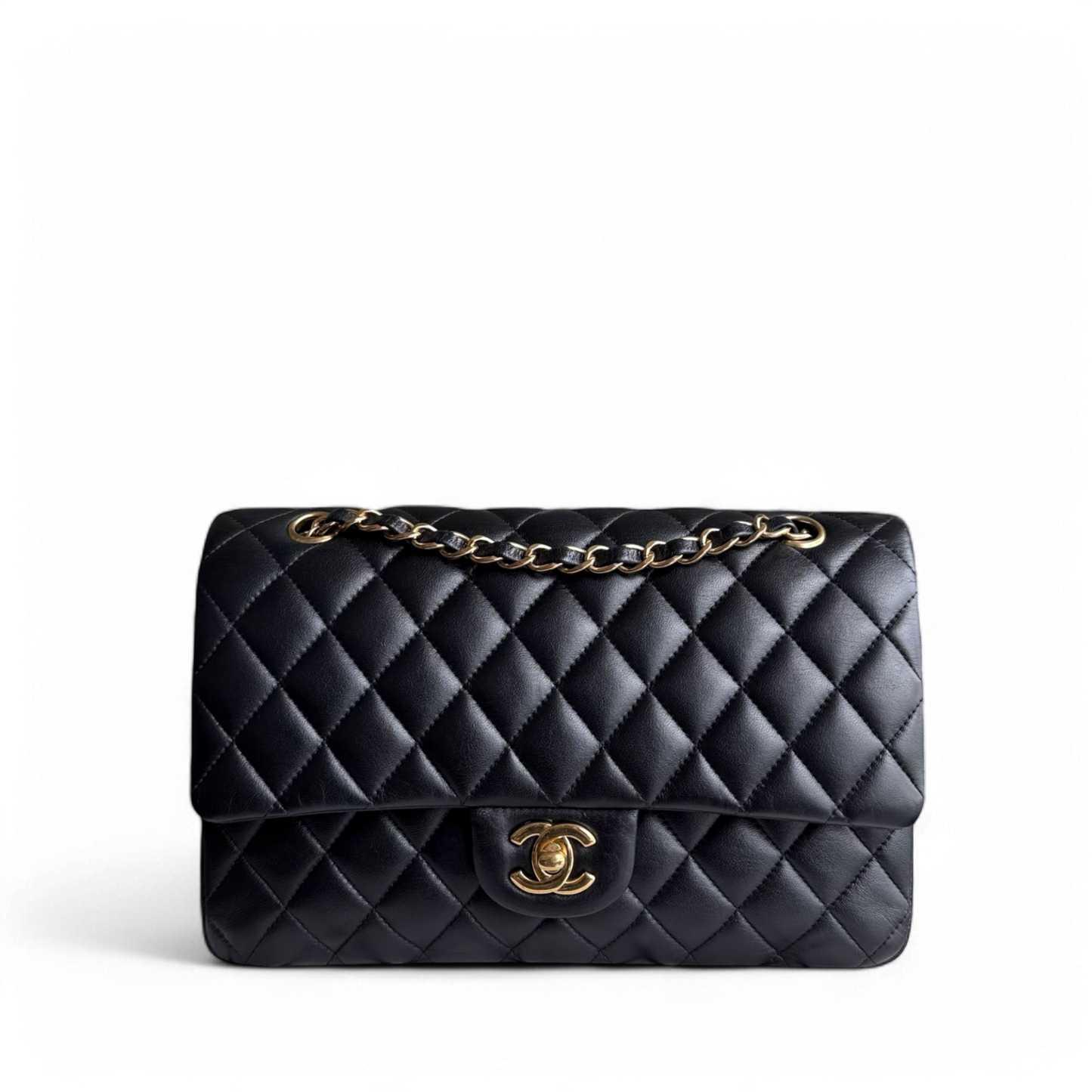 Chanel Classic Flap Medium - 25CM Quilted Lambskin Black Gold Hardware Series 26