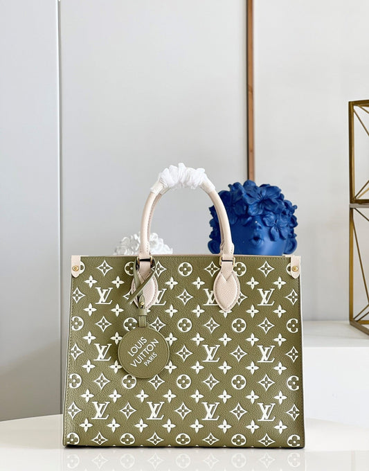 Top Quality Onthego MM Monogram Empreinte Khaki Green For Women,  Tote Bags 35cm Top Quality M46060