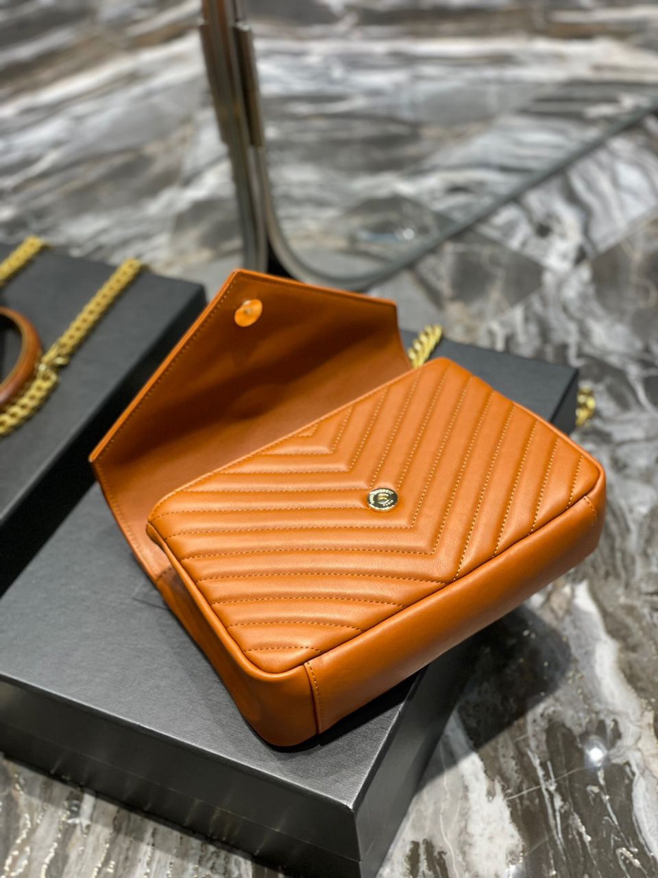 Top Quality College MeTop Qualityum Chain Bag Brown Gold Toned Hardware For Women 9.4in/24cm YSL 600279BRM076309