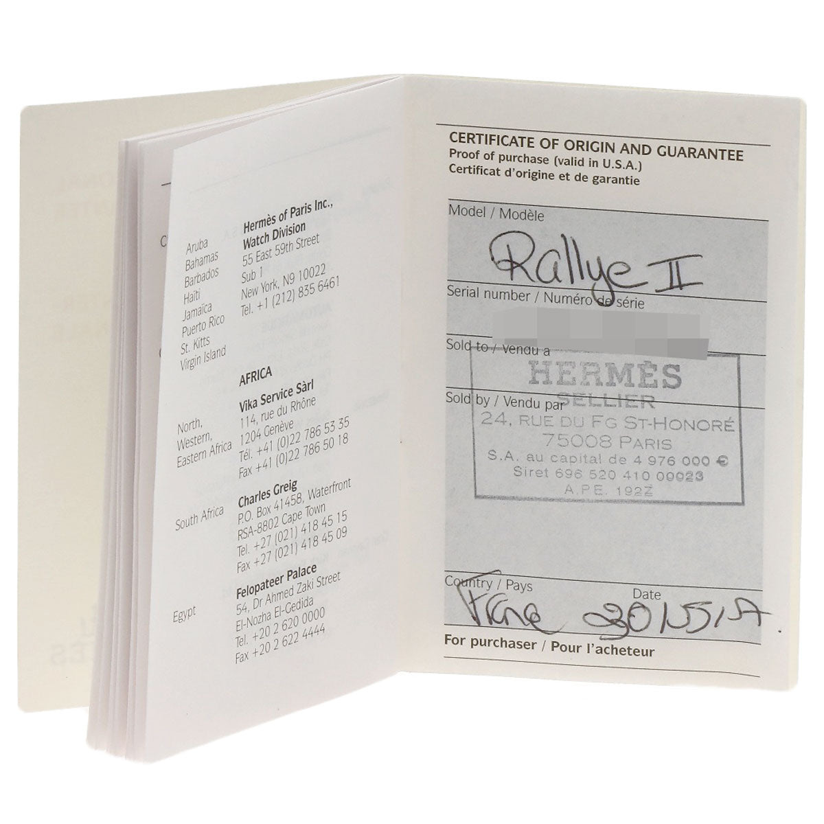 HERMES Watches Quartz RA2.220 Stainless Steel gold Rally Ivory dial