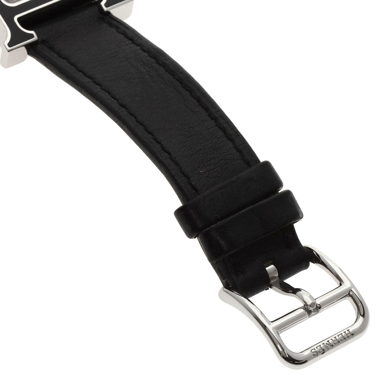 HERMES Watches Quartz HH1.221.336/VB89 Stainless Steel Silver H Watch Double Tour Black Lacquer black dial