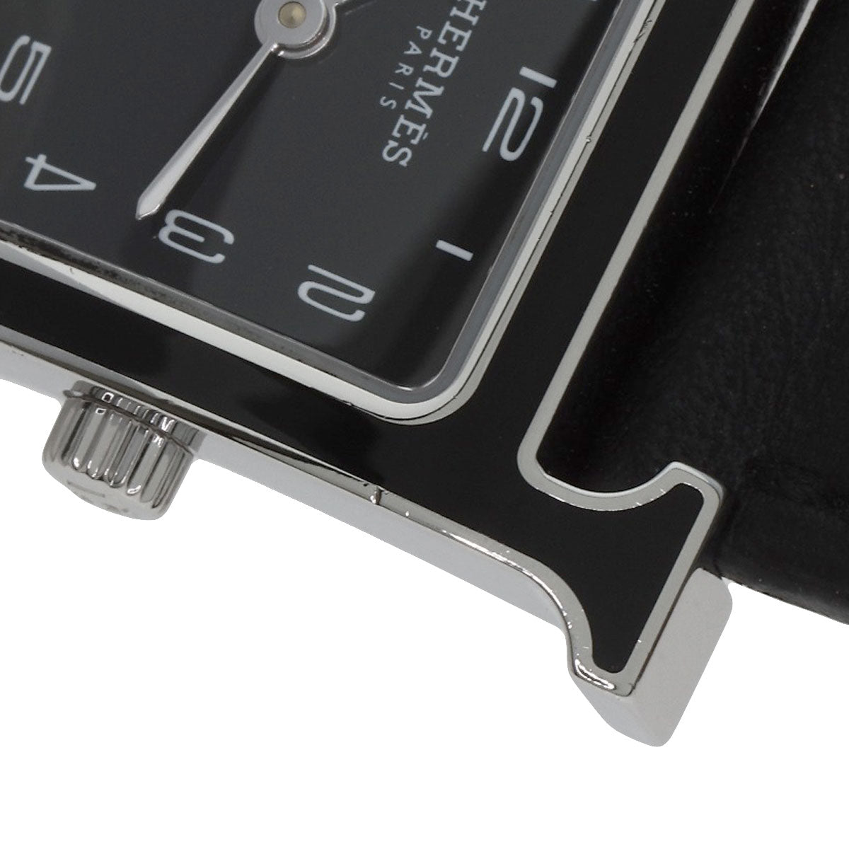 HERMES Watches Quartz HH1.221.336/VB89 Stainless Steel Silver H Watch Double Tour Black Lacquer black dial