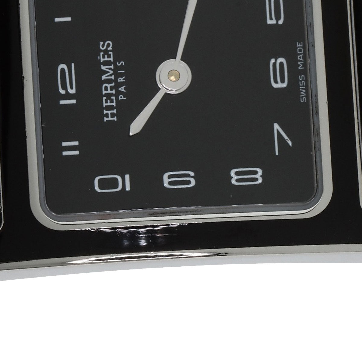 HERMES Watches Quartz HH1.221.336/VB89 Stainless Steel Silver H Watch Double Tour Black Lacquer black dial