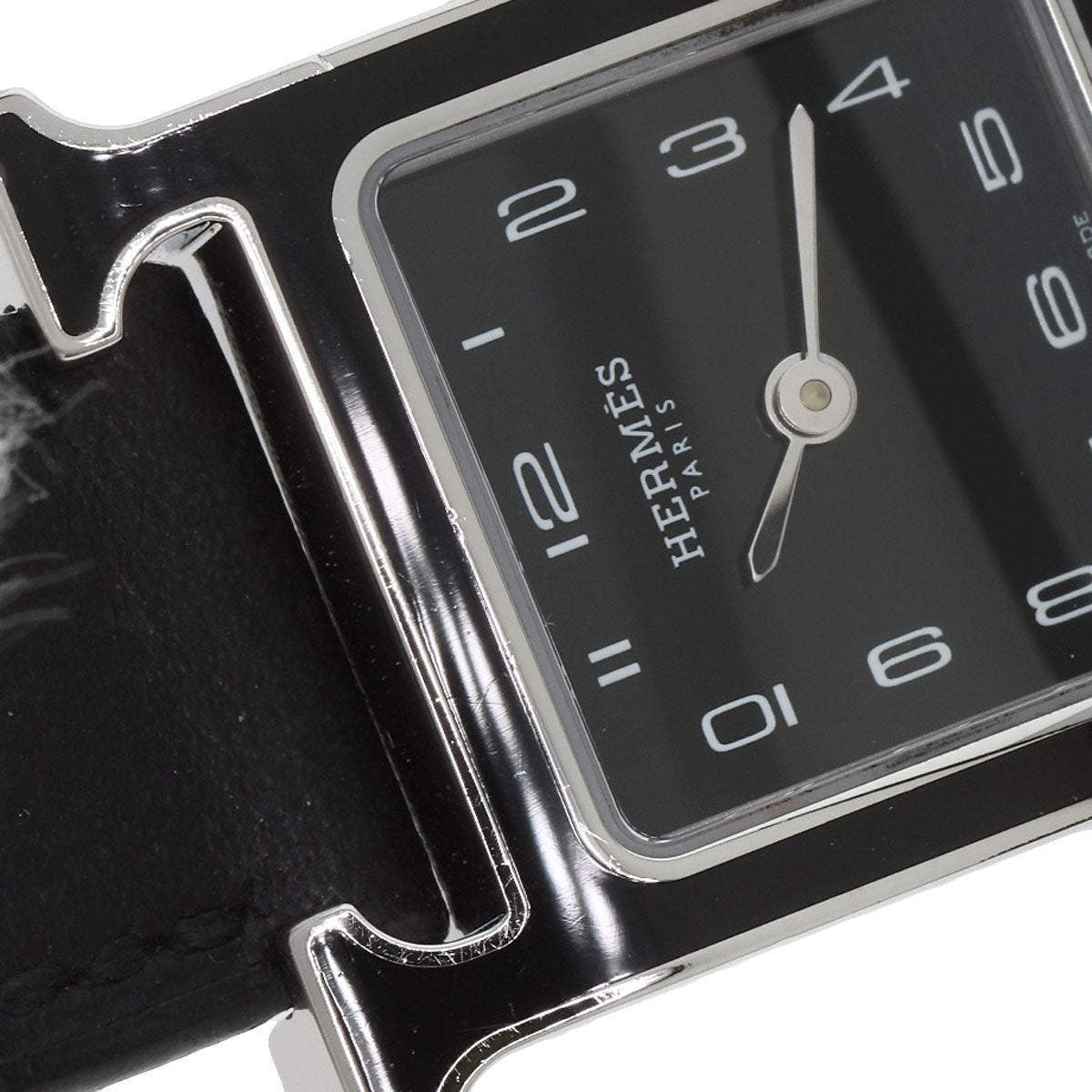 HERMES Watches Quartz HH1.221.336/VB89 Stainless Steel Silver H Watch Double Tour Black Lacquer black dial
