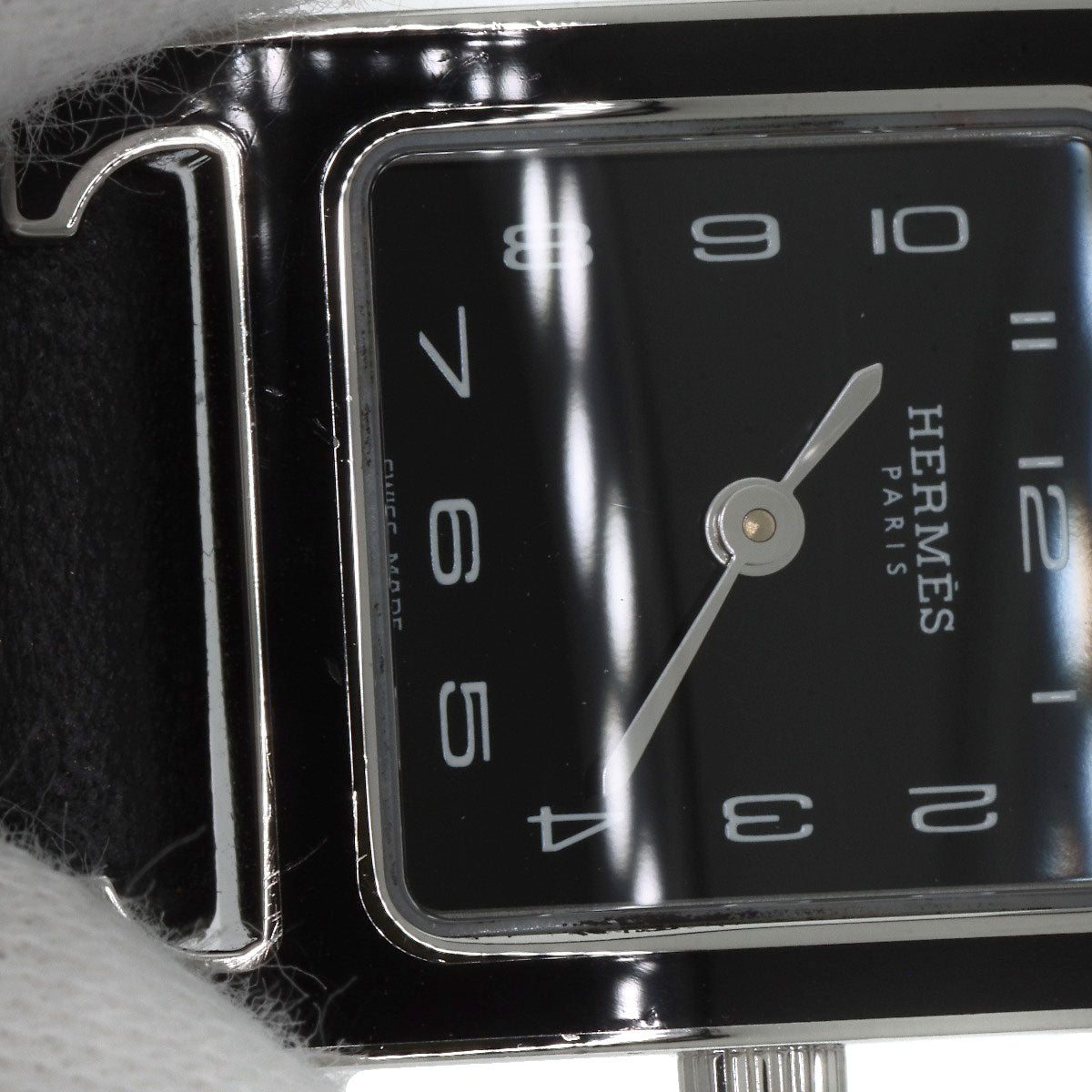 HERMES Watches Quartz HH1.221.336/VB89 Stainless Steel Silver H Watch Double Tour Black Lacquer black dial