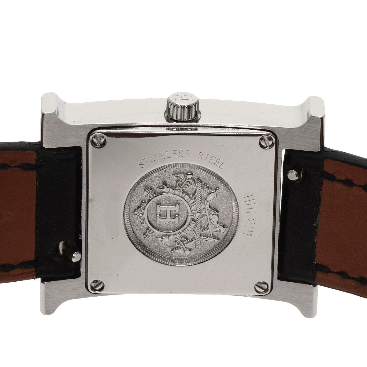 HERMES Watches Quartz HH1.221.336/VB89 Stainless Steel Silver H Watch Double Tour Black Lacquer black dial