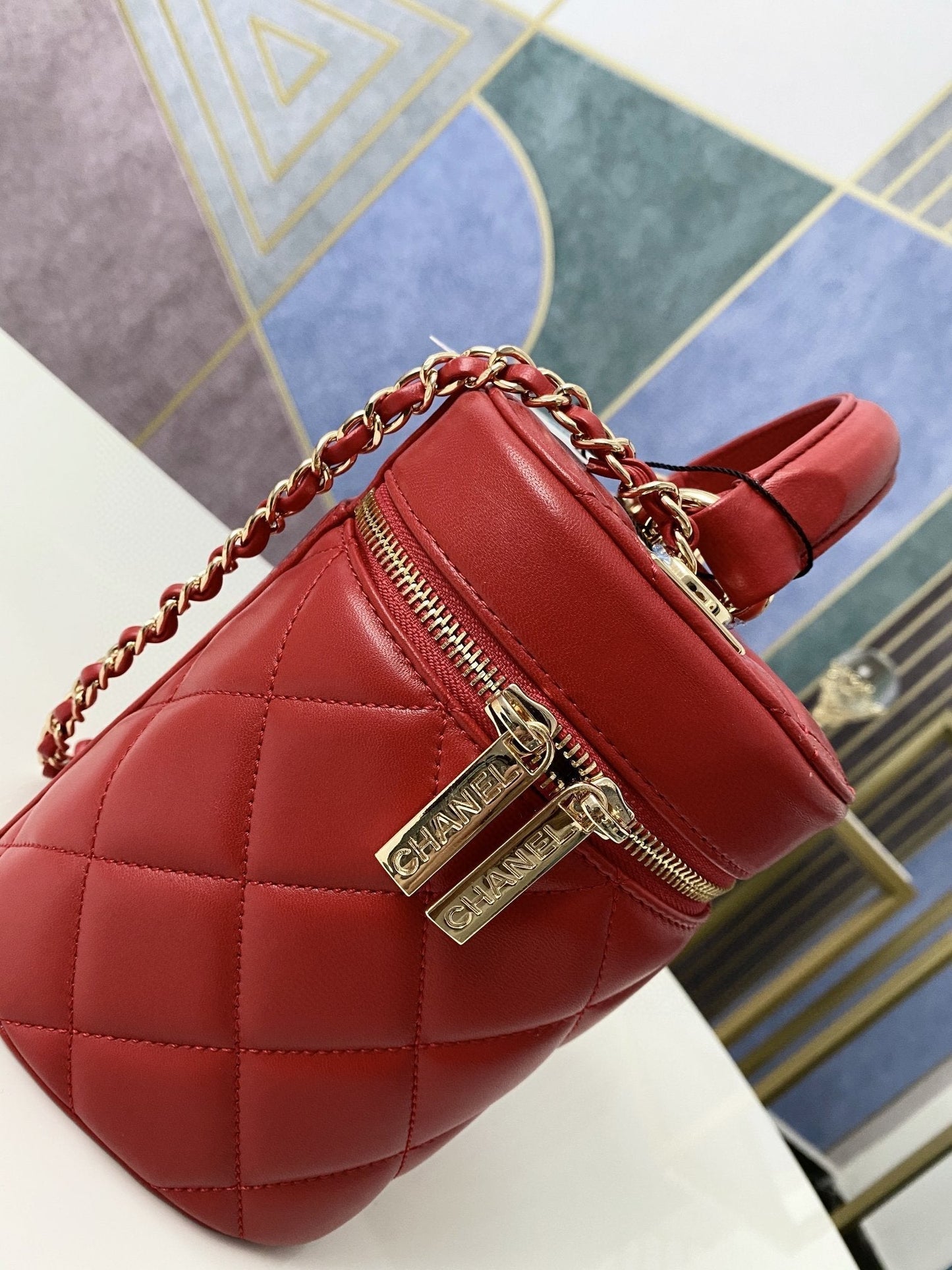 CHLVanity Case Gold Hardware Burgundy For Women Handbags, Shoulder Bags 9.4in/24cm 