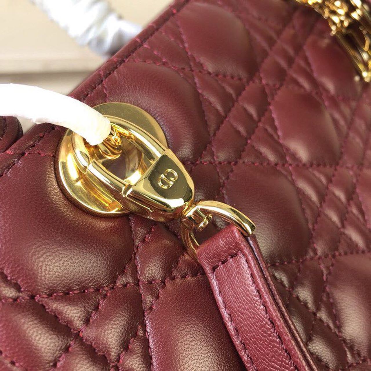 Top Quality MeTop Qualityum Lady Bag Gold Toned Hardware Burgundy For Women 24cm/9in CD