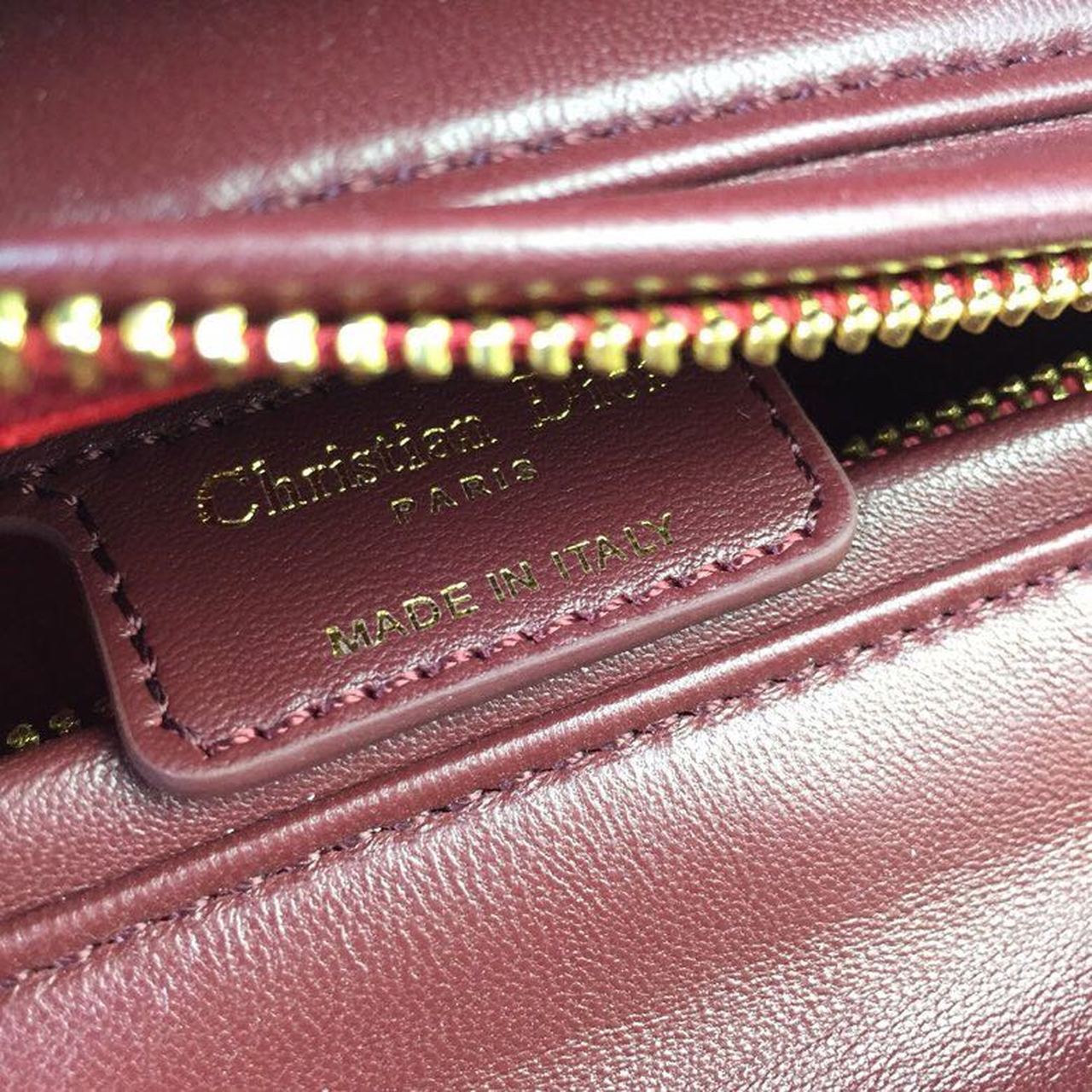 Top Quality MeTop Qualityum Lady Bag Gold Toned Hardware Burgundy For Women 24cm/9in CD