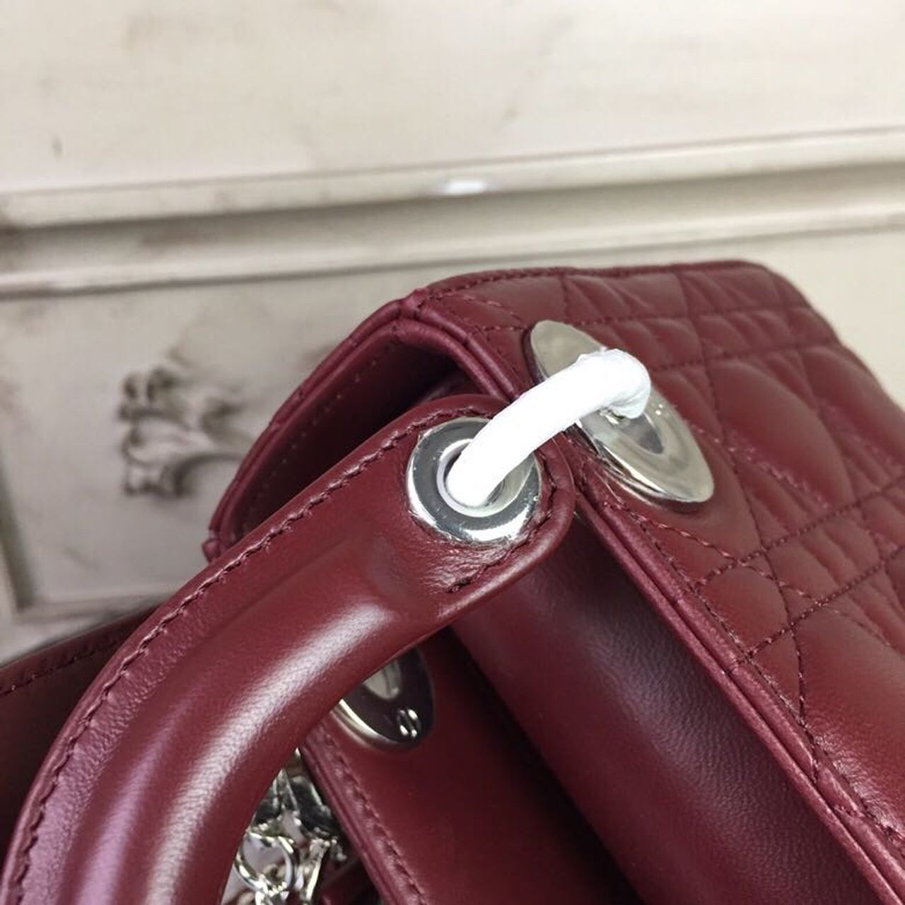Top Quality Mini Lady Bag with Chain Silver Hardware Burgundy For Women 6.5in/17cm CD