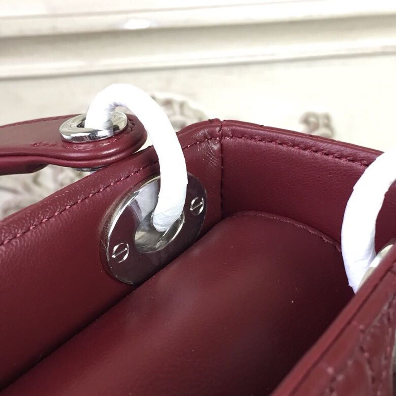 Top Quality Mini Lady Bag with Chain Silver Hardware Burgundy For Women 6.5in/17cm CD