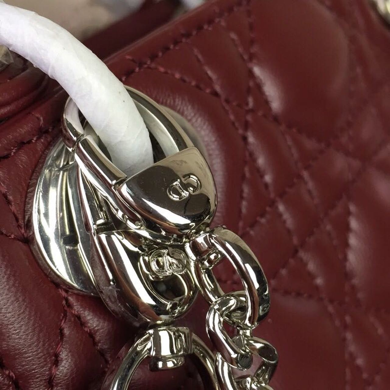 Top Quality Mini Lady Bag with Chain Silver Hardware Burgundy For Women 6.5in/17cm CD