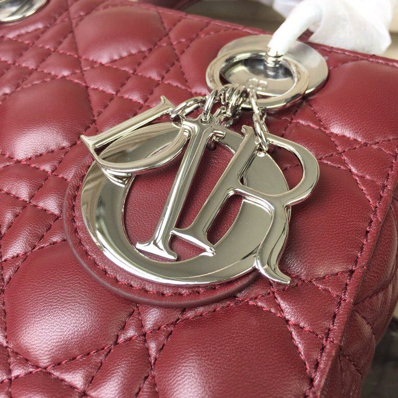 Top Quality Small Lady Bag Silver Hardware Burgundy For Women 8in/20cm CD