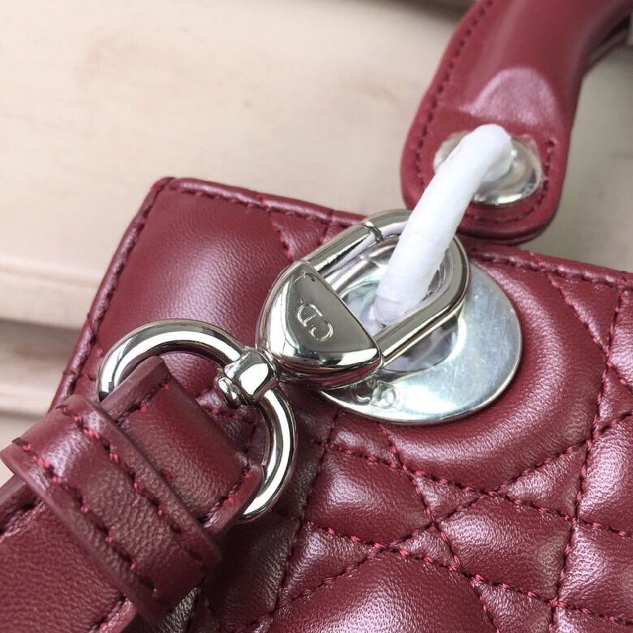 Top Quality Small Lady Bag Silver Hardware Burgundy For Women 8in/20cm CD