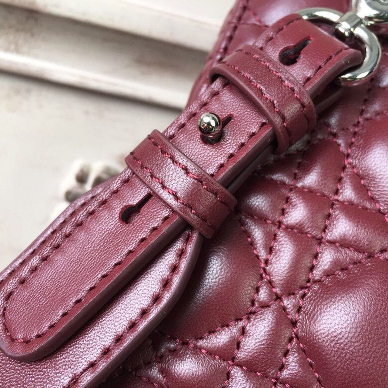 Top Quality Small Lady Bag Silver Hardware Burgundy For Women 8in/20cm CD